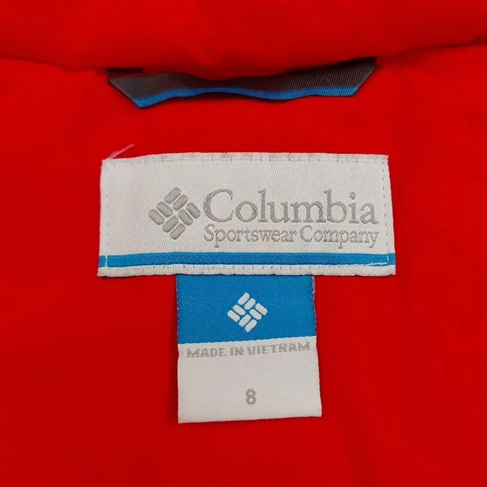 Columbia Kids Jacket 8 Red Gray Insulated Water Resistant Omni-Shield Winter